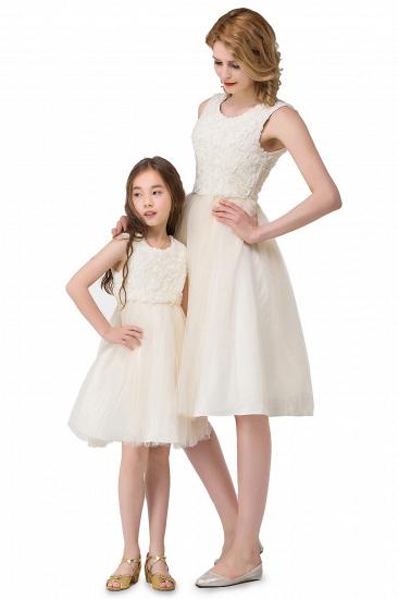 HEIDI| A-line Knee Length Tulle Jewel Sleeveless Lace Mother Daughter Dresses_9