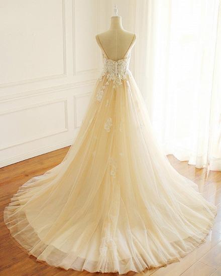 TsClothzone Gorgeous Sweetheart Creamy Tulle Wedding Dress Spaghetti Straps Sweep Train Bridal Gowns On Sale_3