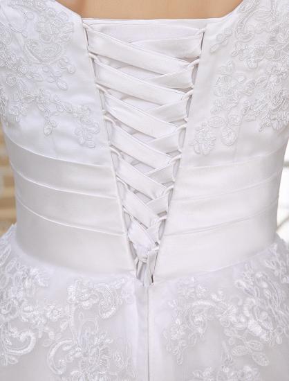 Half Sleeves Jewel Tulle Lace Knee-Length Ruffles Wedding Dresses_10