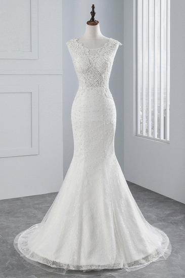 TsClothzone Glamorous Jewel Ärmellose Strass-weiße Meerjungfrau-Hochzeitskleider mit Applikationen