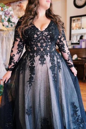Vintage Wedding Dresses with Sleeves | Black Wedding Dresses A Line Lace_4
