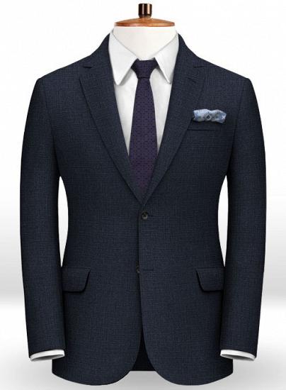 Blauer zweiteiliger Strickanzug aus Wollmischung ｜ Business-Anzug_2