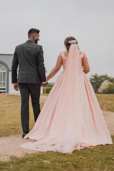 Elegant Wedding Dresses Princess Pink | Wedding dresses with lace sleeves_4