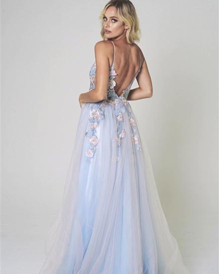 Chic Sleeveless Flroal Tulle Long Evening Dress with Side Slit_2