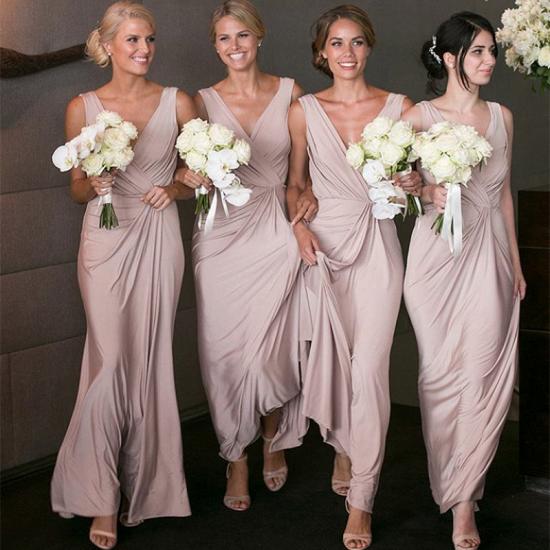 Elegant V-neck Sexy Bridesmaid Dresses Long Party Dress for Maid of Honor_4