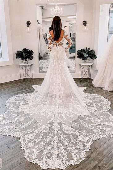Off The Shoulder Mermaid Wedding Dresses | Open Back Lace Court Train Bridal Gowns_1