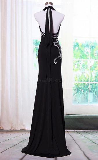 Black Crystal Halter 2022 Evening Dress Lace-Up Popular Long Gowns with Beadings_2