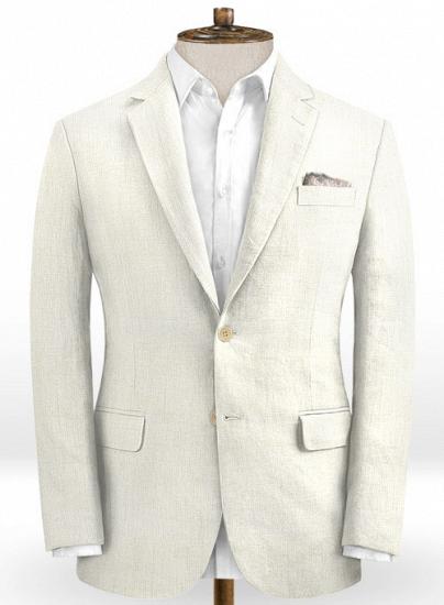 Cream color cotton linen suit notched lapel suit | two-piece suit_2