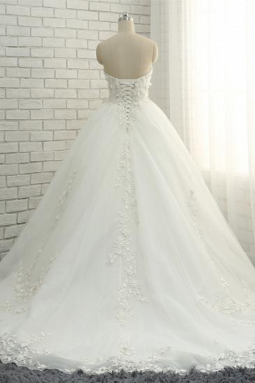 TsClothzone Gorgeous Sweatheart White Wedding Dresses With Appliques A line Tulle Ruffles Bridal Gowns Online_3