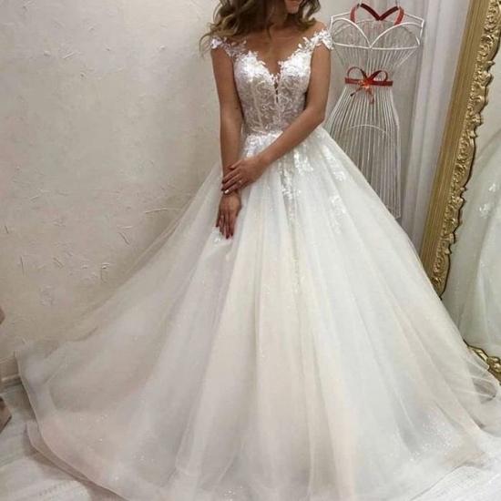Stylish Tulle Lace Garden Wedding Dress Off Shoulder_3