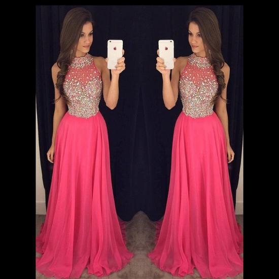Sparkly Crystals Prom Dresses 2022 Long Chiffon Hater Evening Gowns_2