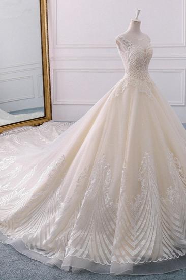 TsClothzone Gorgeous Jewel Lace Appliques Wedding Dress Sleeveless Beadings Bridal Gowns with Sequins Online_3