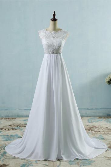 Chic A-line Lace Chiffon Floor Length Wedding Dress_2