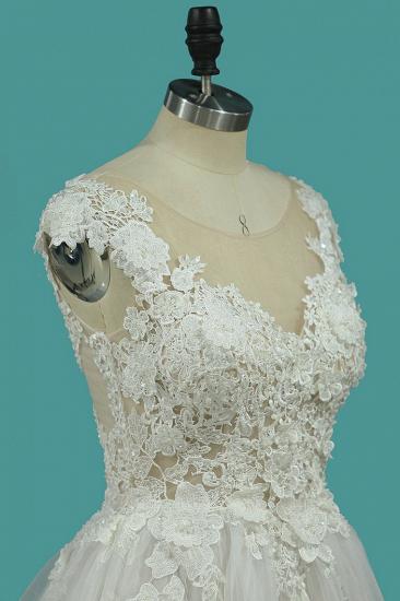 TsClothzone Chic Jewel Ärmelloses Spitzen-Hochzeitskleid Tüllapplikationen Rüschen Brautkleider Online_4