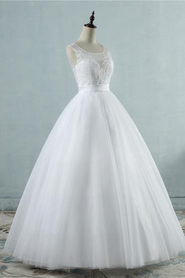 TsClothzone Chic Square Neckling Sleeveless Wedding Dresses White Tulle Lace Bridal Gowns On Sale_5