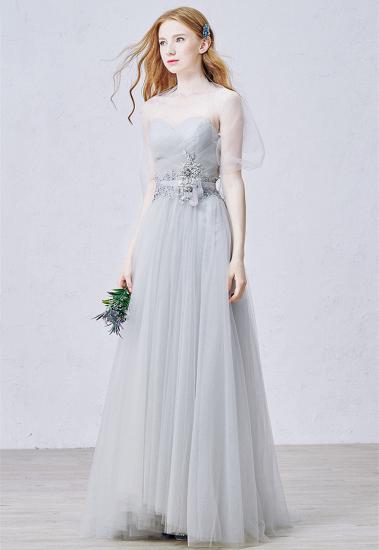 Elegant Sweetheart Grey Tulle Prom Dress New Arrival Floor Length Zipper Formal Occasion Dresses_4