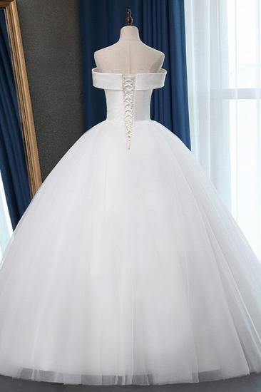 TsClothzone Glamorous Off-the-shoulder A-line Tulle Wedding Dresses White Ruffles Bridal Gowns On Sale_3