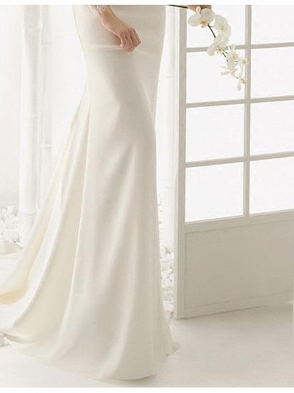 Elegant Off The Shoulder White Satin Mermaid Wedding Dresses_5