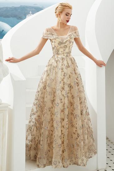 Herbert | Elegant Gold Cold shoulder Prom Dress with Delicate Multi-color Lace Appliques_5