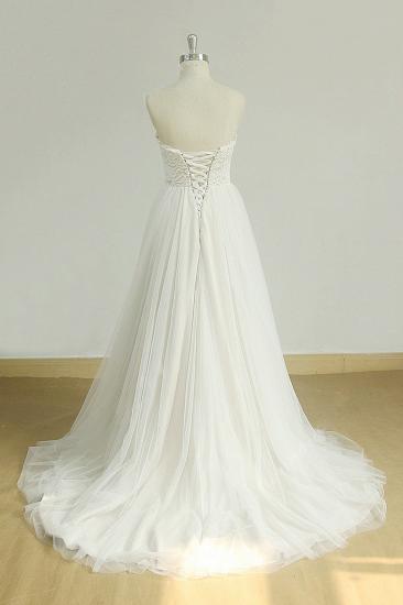 Sexy Schatz-weißes Tüll-Hochzeitskleid | Lace A-Linie Rüschen Brautkleider_3