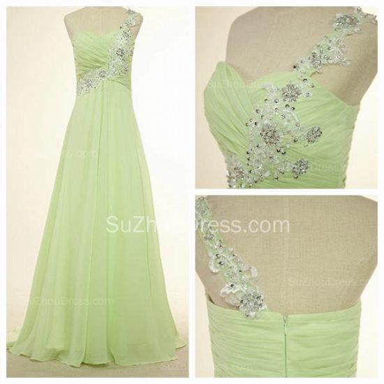 One Shoulder Lace Chiffon Long Prom Dress Popular Sweep Train Plus Size Dresses for Women_3
