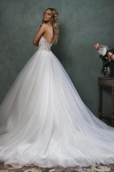 Elegantes Schatz-Tüll-Brautkleid mit Perlenbesatz-Spitzen-Hochzeitskleid mit offenem Rücken_3