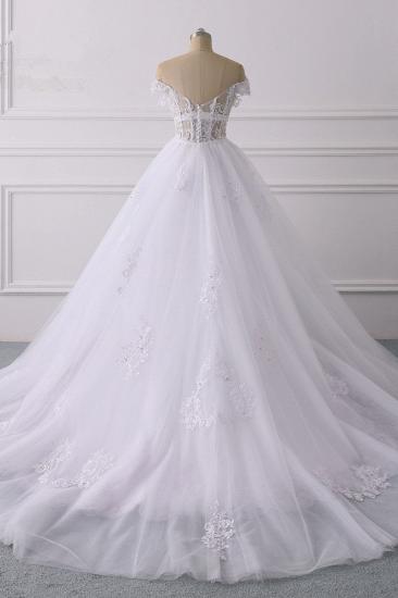 TsClothzone Elegant Off-the-Shoulder Tulle Lace Wedding Dress Sweetheart Appliques Beadings Sleeveless Bridal Gowns On Sale_3