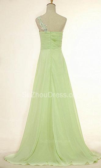 One Shoulder Lace Chiffon Long Prom Dress Popular Sweep Train Plus Size Dresses for Women_2