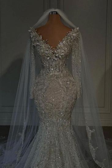 Designer wedding dresses with glitter | Mermaid wedding dresses with sleeves_2
