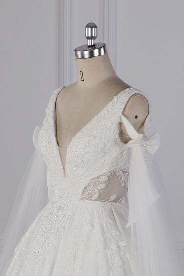 TsClothzone Luxus-Hochzeitskleid mit V-Ausschnitt, Tüll, ärmellos, Pailletten, Brautkleider im Angebot_6