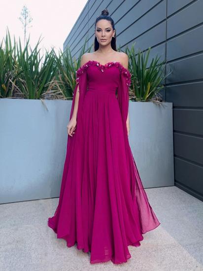 Purple off the shoulder chiffon prom dress with shawl_5